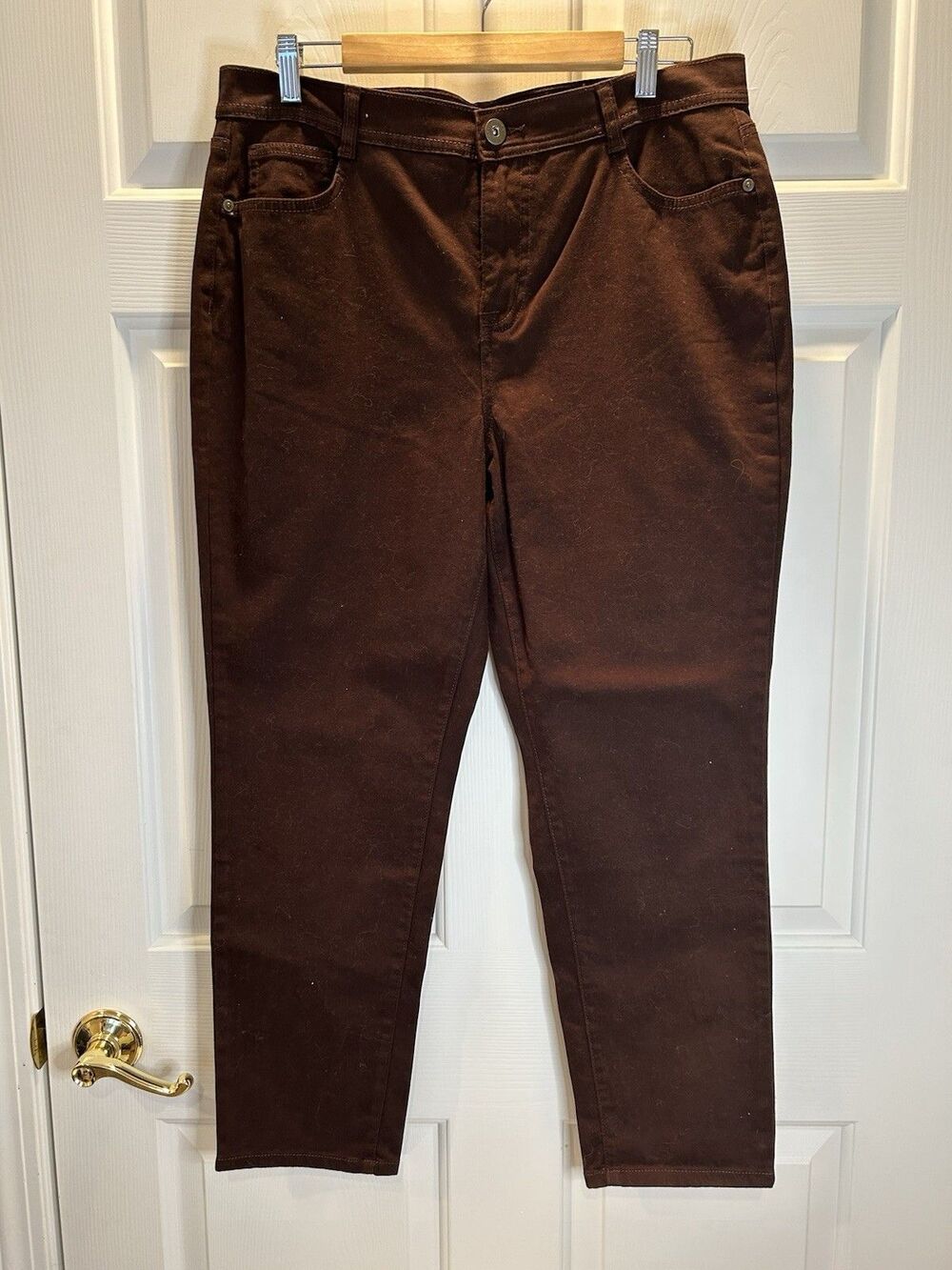 Style & Co. Jeans Womens 16P Slim Leg Stretch 5 Pocket Dark Brown